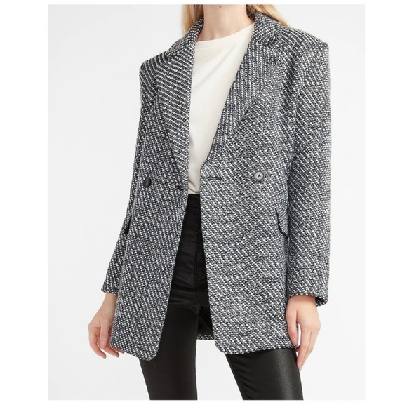 Express Tweed Metallic Blazer Coat - Picture 2 of 5